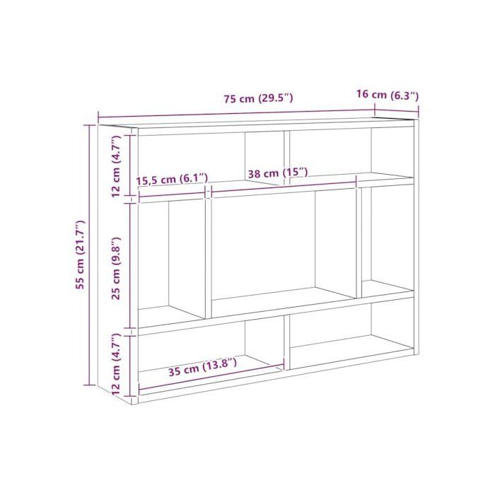 vidaXL Wandplank van bewerkt hout - Zwart eiken - 75x16x55 cm - Wandmontage - Massief acaciahout