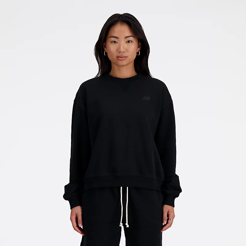 Femme Athletics French Terry Langarm-Sweatshirt mit Rundhalsausschnitt - SCHWARZ