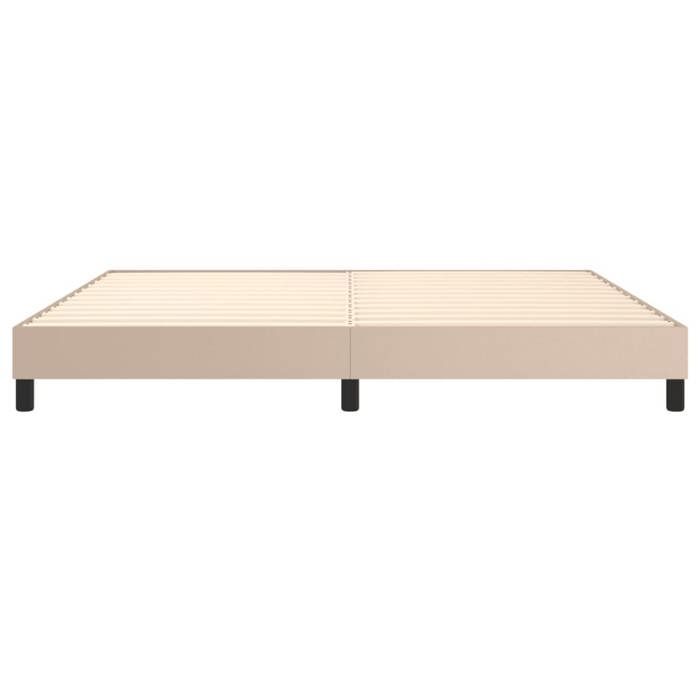 Cama de madera marrón de 200 x 200 cm - Estable y duradera - Estructura de cama de muelles color capuchino de 200 x 200 cm, piel sintética 001_370017