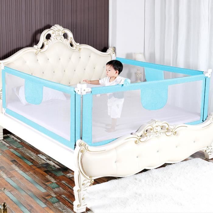 ERROLVES® Barrière de lit pour Sécurité de bébé, Bleu - 180 cm, Protection enfant contre chutes, hauteur réglable 70-105cm
