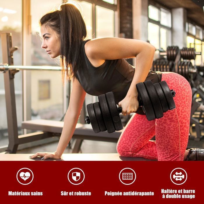 Juego de mancuernas ajustables COSTWAY para entrenamiento de fuerza, 30 kg, mancuernas cortas 2 en 1 (8 x 2,5 kg + 8 x 1,25 kg), mango cómodo de 100 cm.