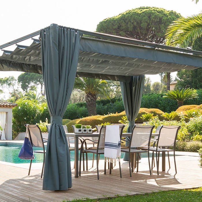 Pavillonüberdachung „Palmeira“ aus schiefergrauem Polyester, 4 x 3 m – Hespéride