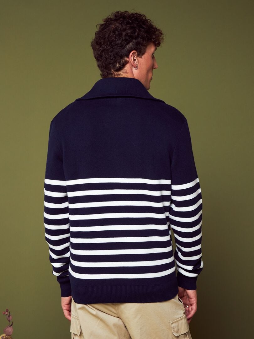 Gestreepte coltrui met rits - Blauw/Wit