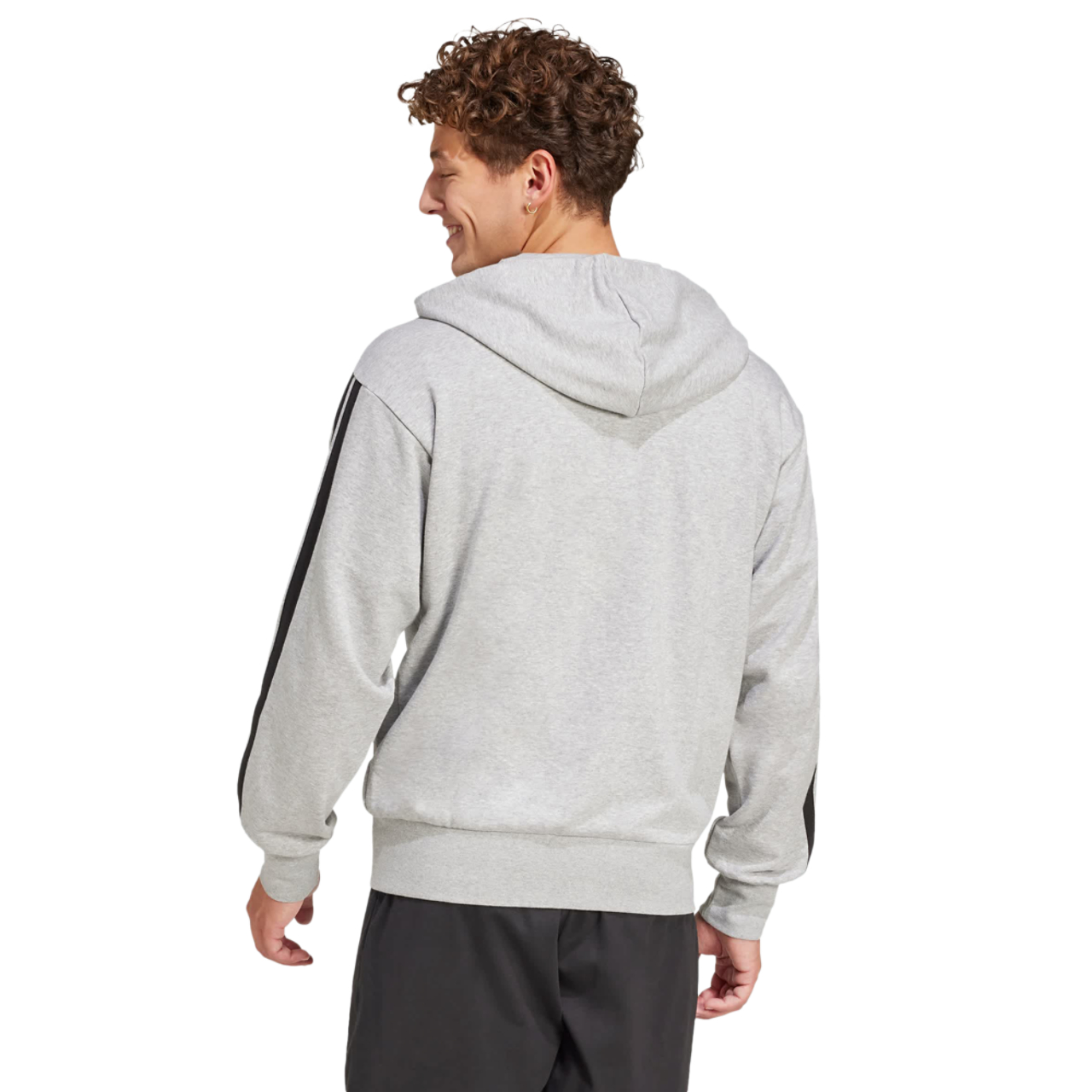 adidas Essentials 3 juostų prancūziško kilpinio džemperis su gobtuvu