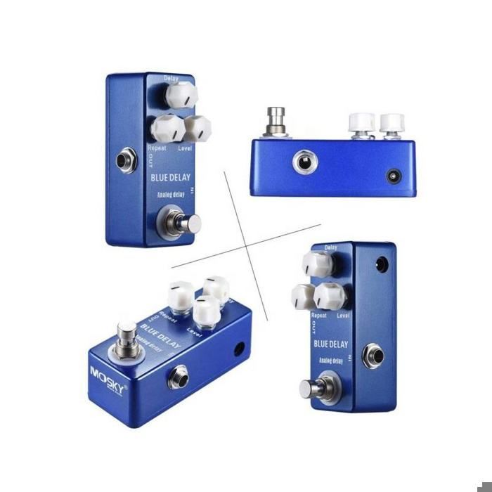 Pédale d'effet guitare - RNCYN - Mini pédale - Analogique - Retard - True Bypass - Bleu profond - Effet unique