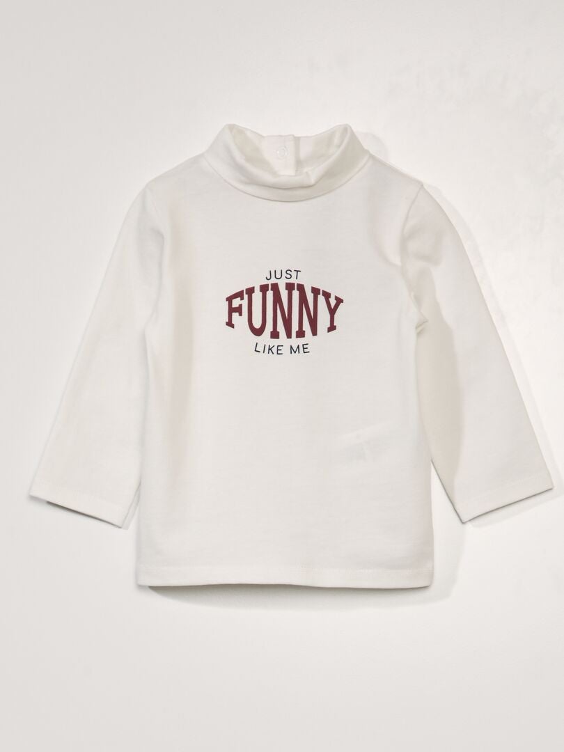 Camiseta de punto con cuello alto - BLANCA