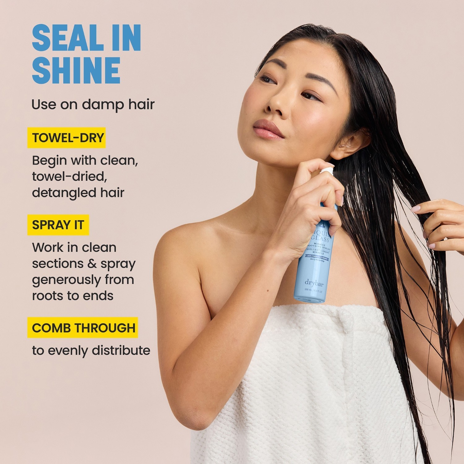 drybar спреј за заштиту од топлоте Liquid Glass Liquid Glass Miracle за заглађивање заптивача - 188 мл