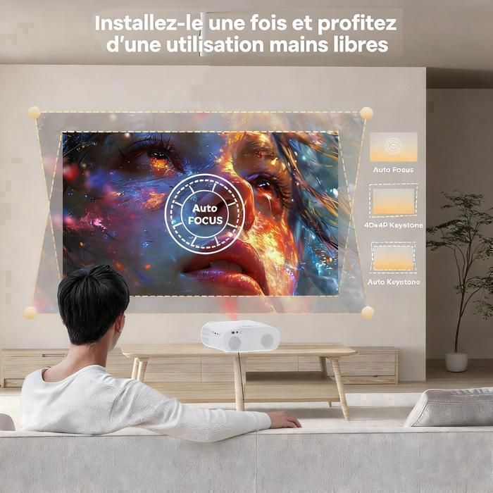 Proyector 4K certificado por Netflix, 35000 lúmenes, Android 13, enfoque automático/corrección trapezoidal 6D, WiFi 6, proyector de vídeo inteligente Bluetooth 5.2