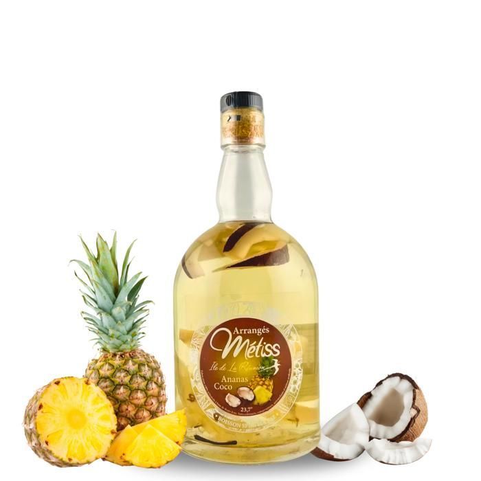 RHUM METISS | Rhum Arrangé 23,7° Pina Colada | bouteille de 20cl à base de Rhum 100% réunionais