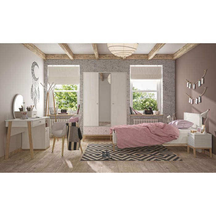 Escritorio con 1 puerta y 1 cajón - Charme - ALIKA - Blanco - Hecho en Francia