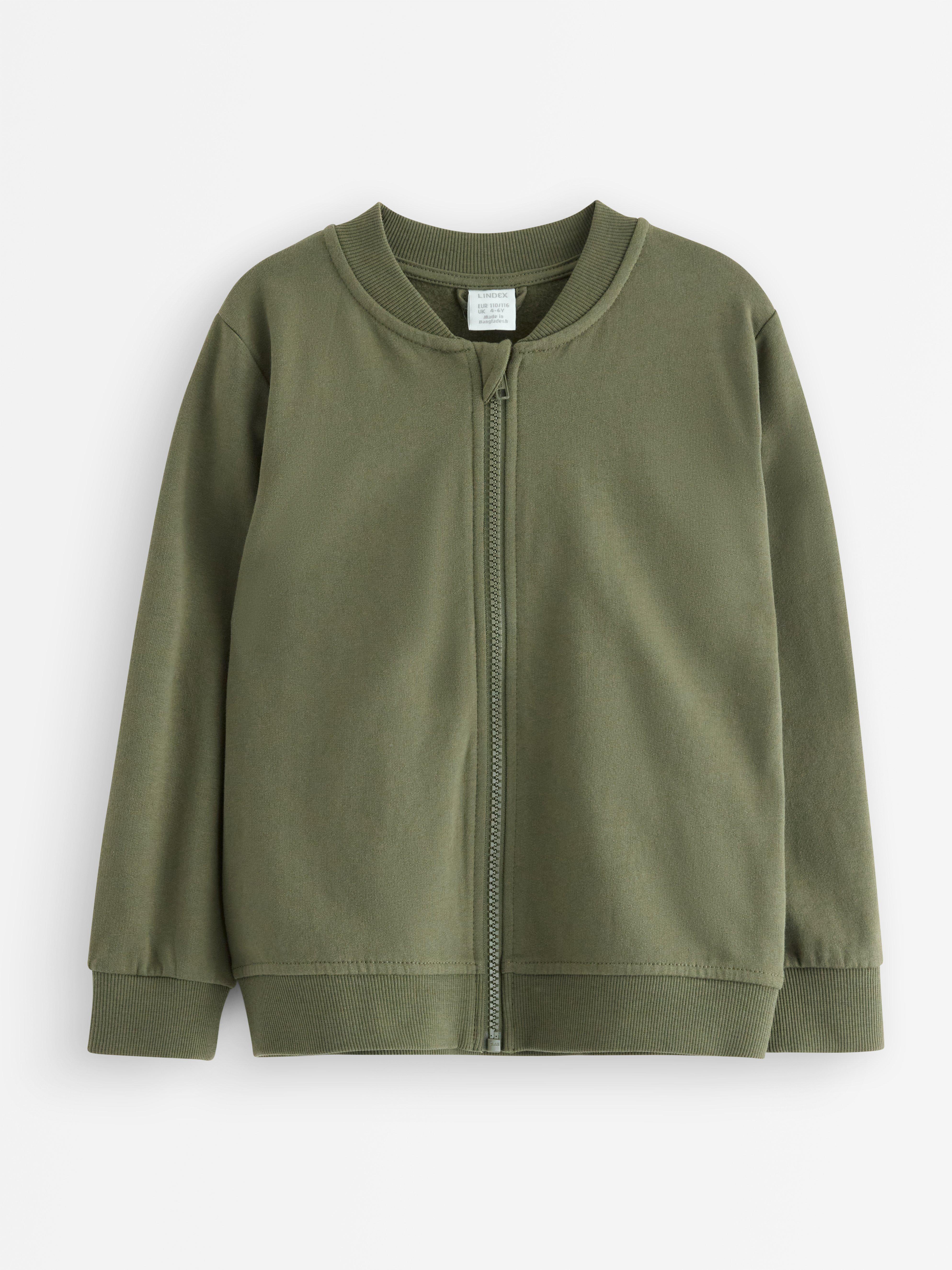 Sweat-shirt zippé kaki clair