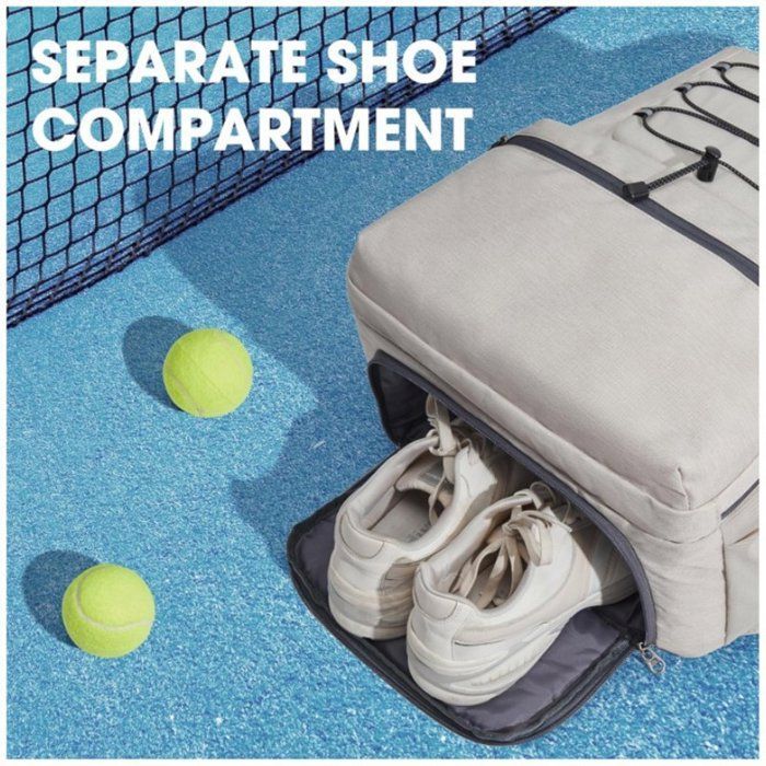Waterproof tennis bag with compartment for shoes and rackets - Grey