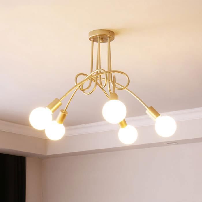 Vintage-LED-Industrie-Deckenleuchte in Gold mit 5 Leuchtenköpfen für Küche und Wohnzimmer