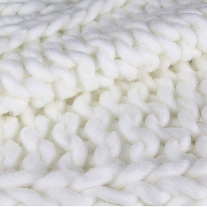 Plaid - Home Deco Factory - Grosse Maille Chunky - Ecru - 120 X 150 Cm