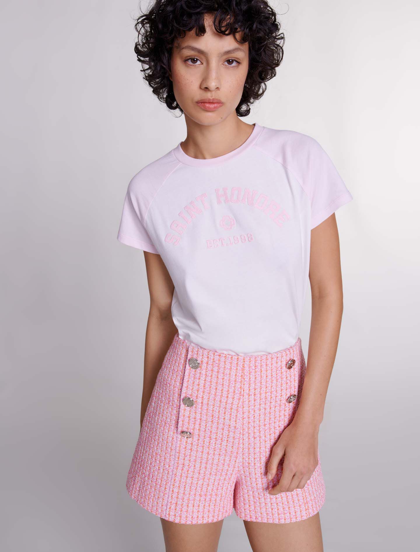 Tweed shorts - Roze/oranje