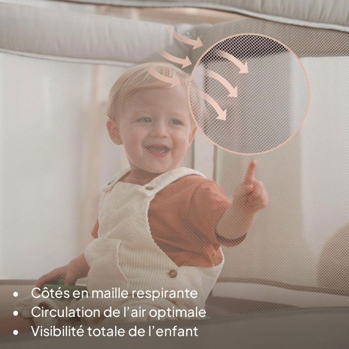 Lit parapluie 2en1 LIONELO Amelie - Parc bébé - Léger - Roulettes - 0-36 mois - Sac inclus - Beige
