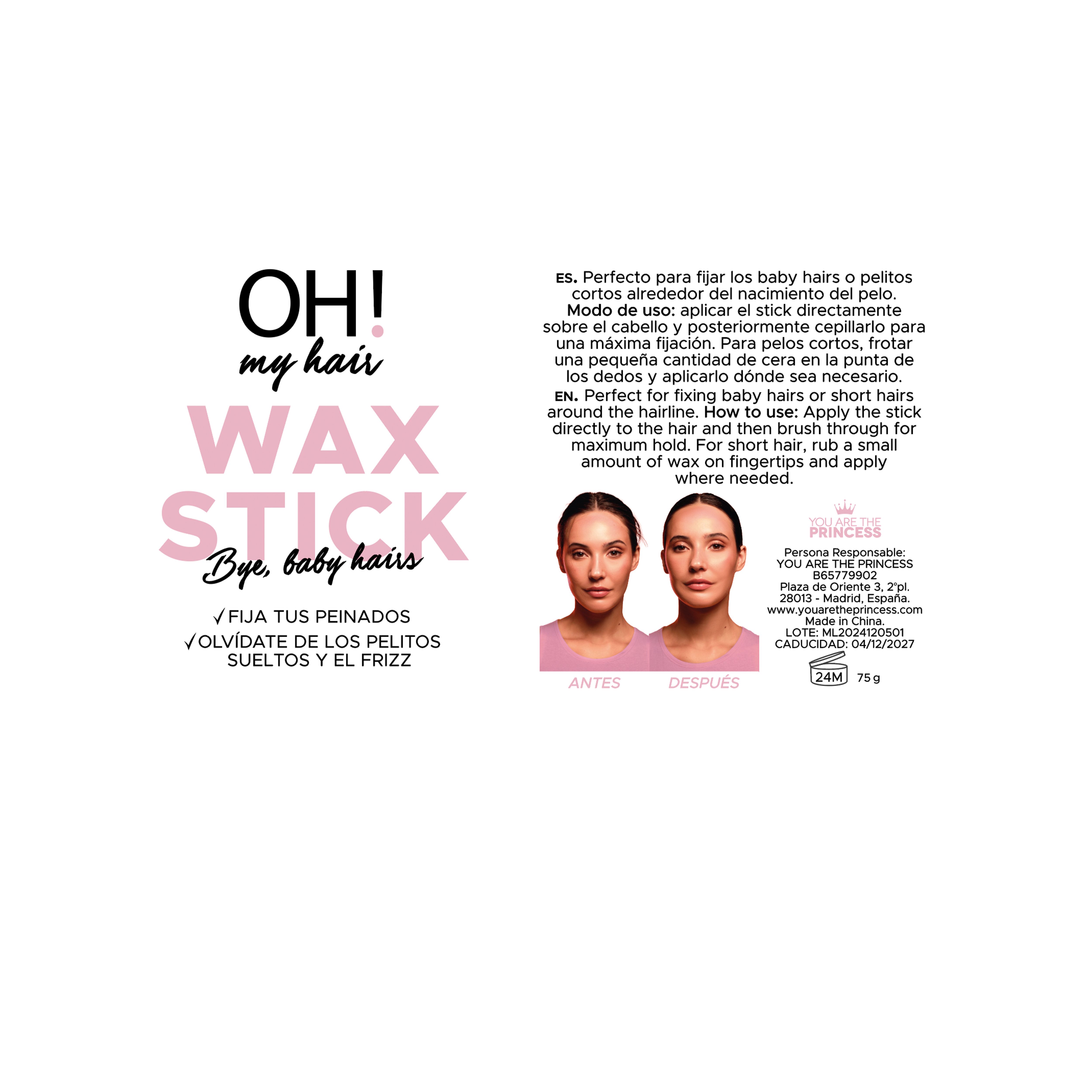 „Oh My Hair Wax Stick“ plaukų formavimo purškiklis Plaukų vaškas