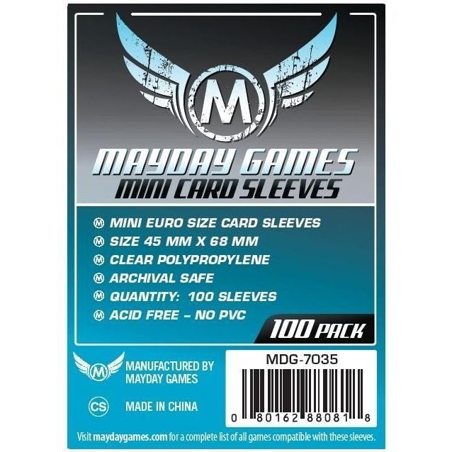 Fundas Mini Euro para Cartas 45x68mm - MAYDAYGAMES - 7035 - Transparentes - Accesorio para Juegos - 100 Fundas