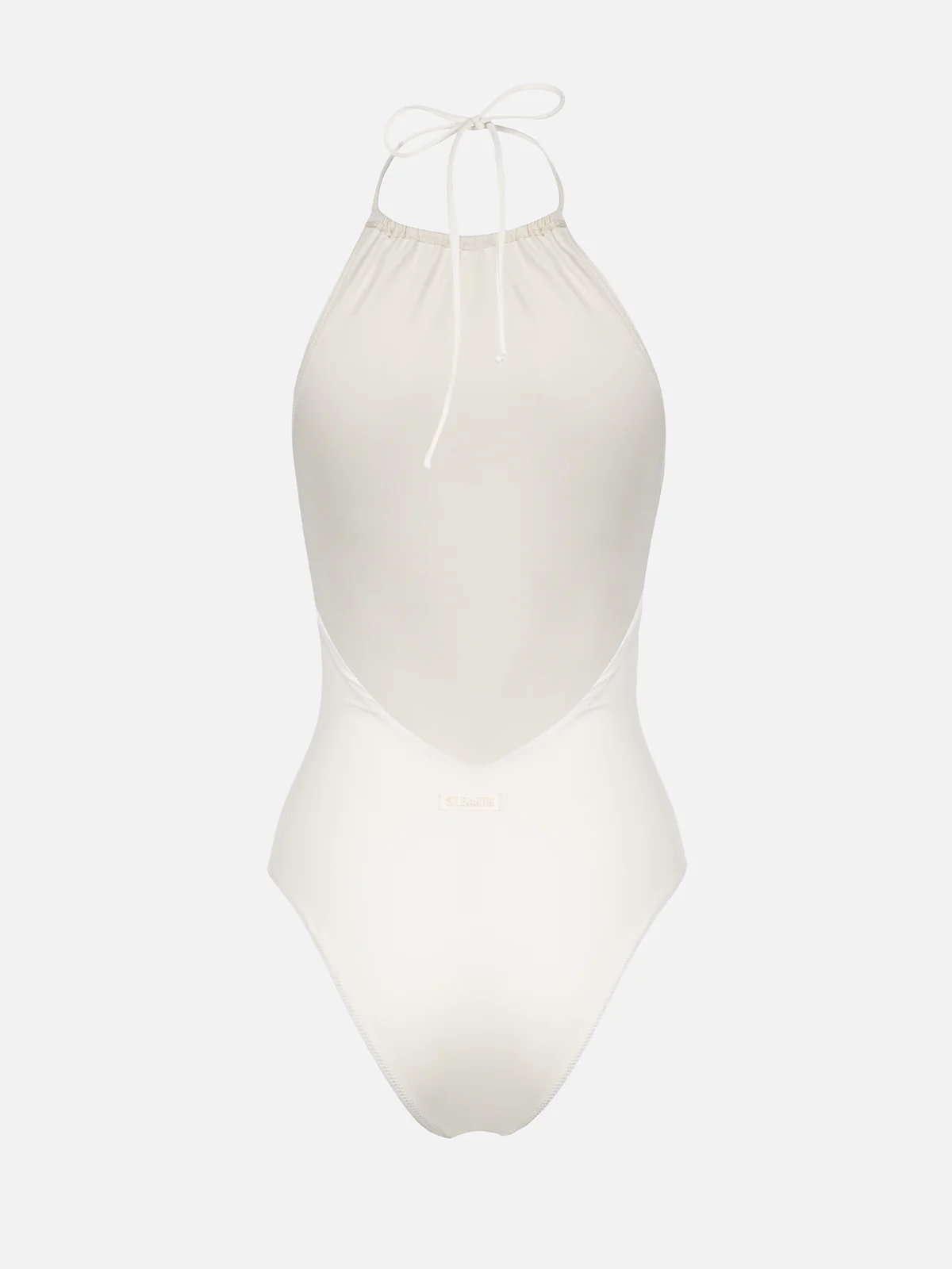 Costume intero da donna color crema, con scollo all'americana