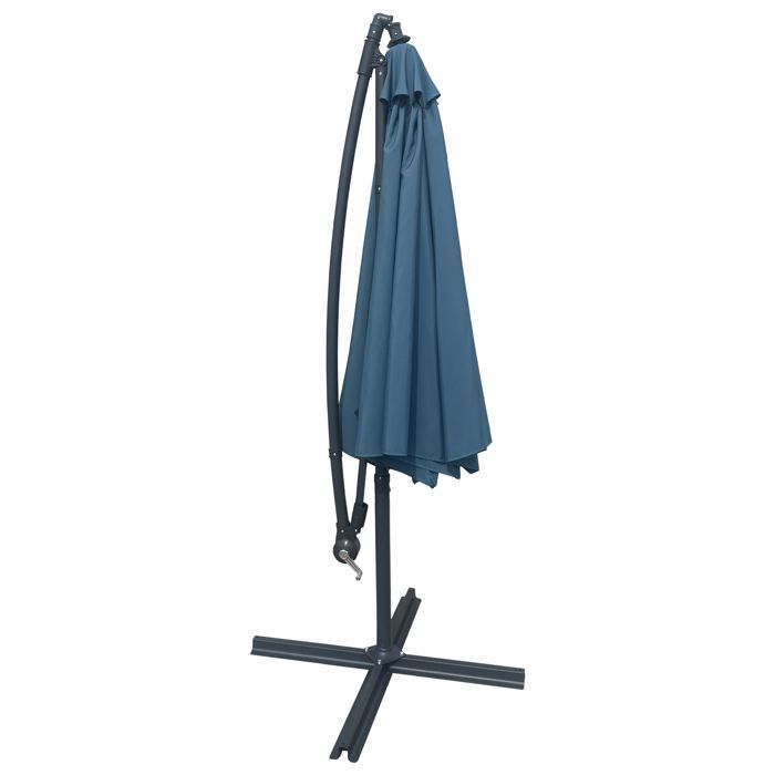 Parasol déporté OAHU rond 3m de diamètre bleu gris + housse