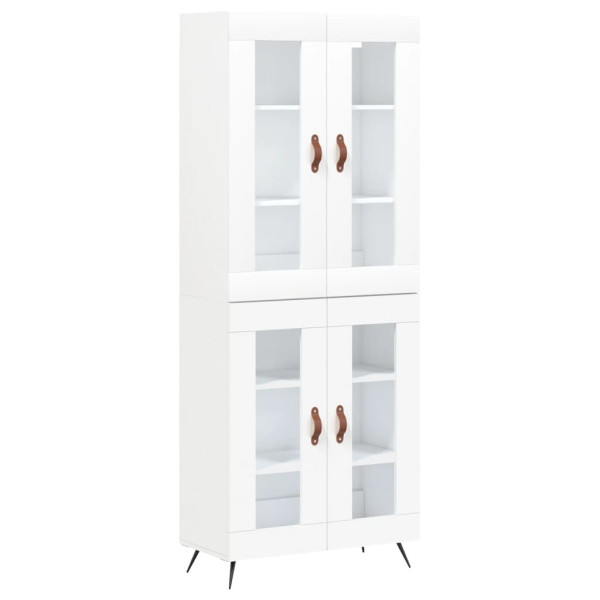 Szafka Regał Witrynka Biała Szklana 69.5x34x180 cm do Salonu Pokoju