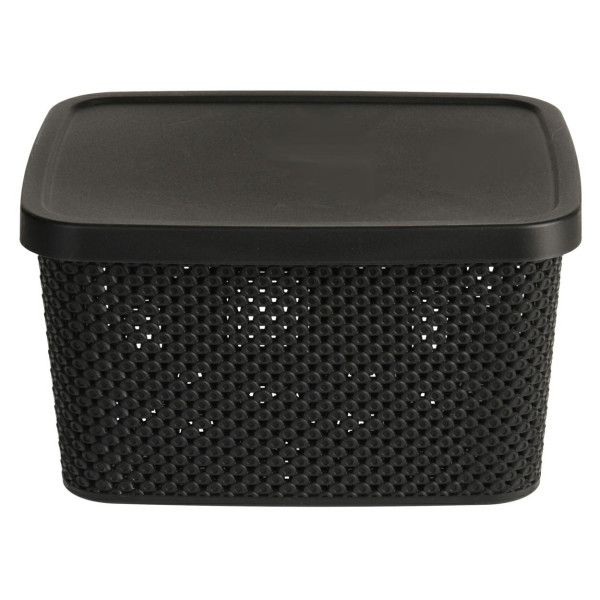 Koszyk do przechowywania czarny z pokrywą 27 cm 7 L