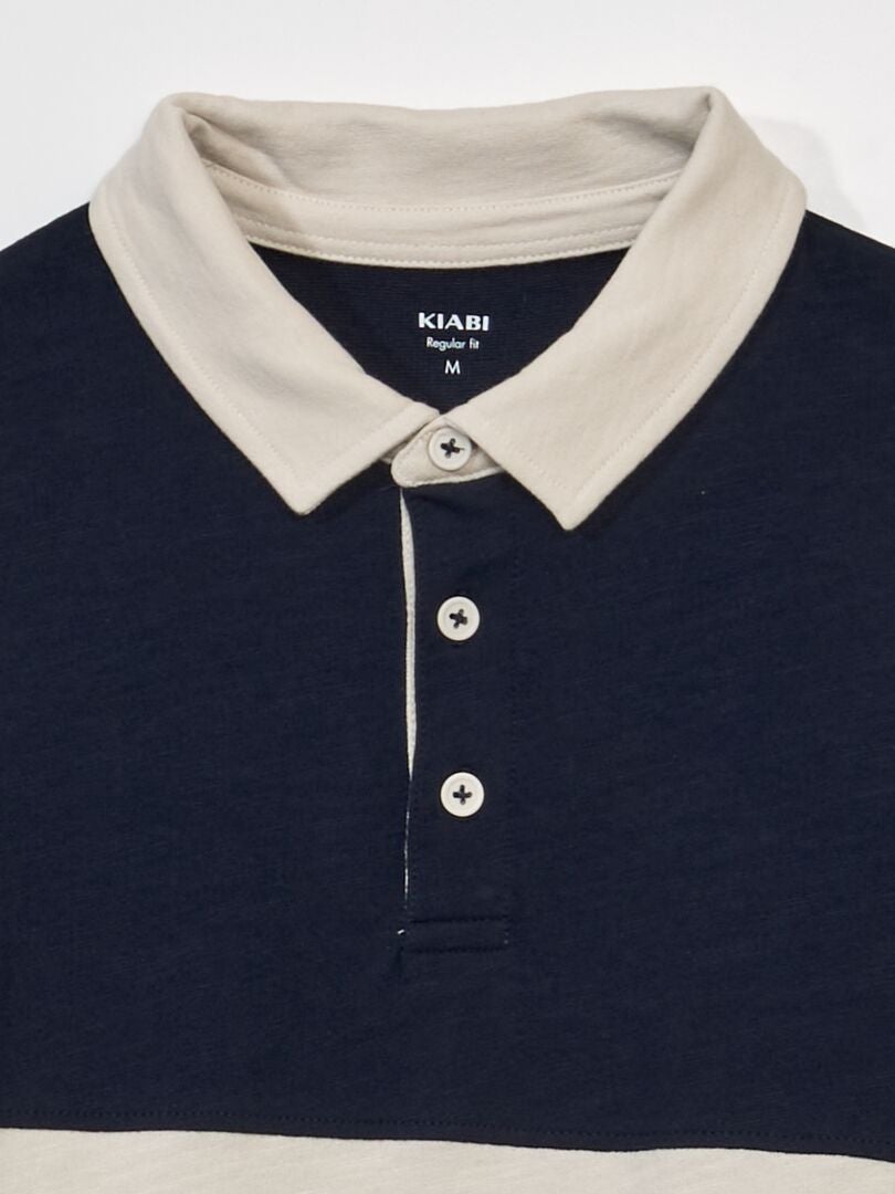 Camisa polo estilo rugby - Azul