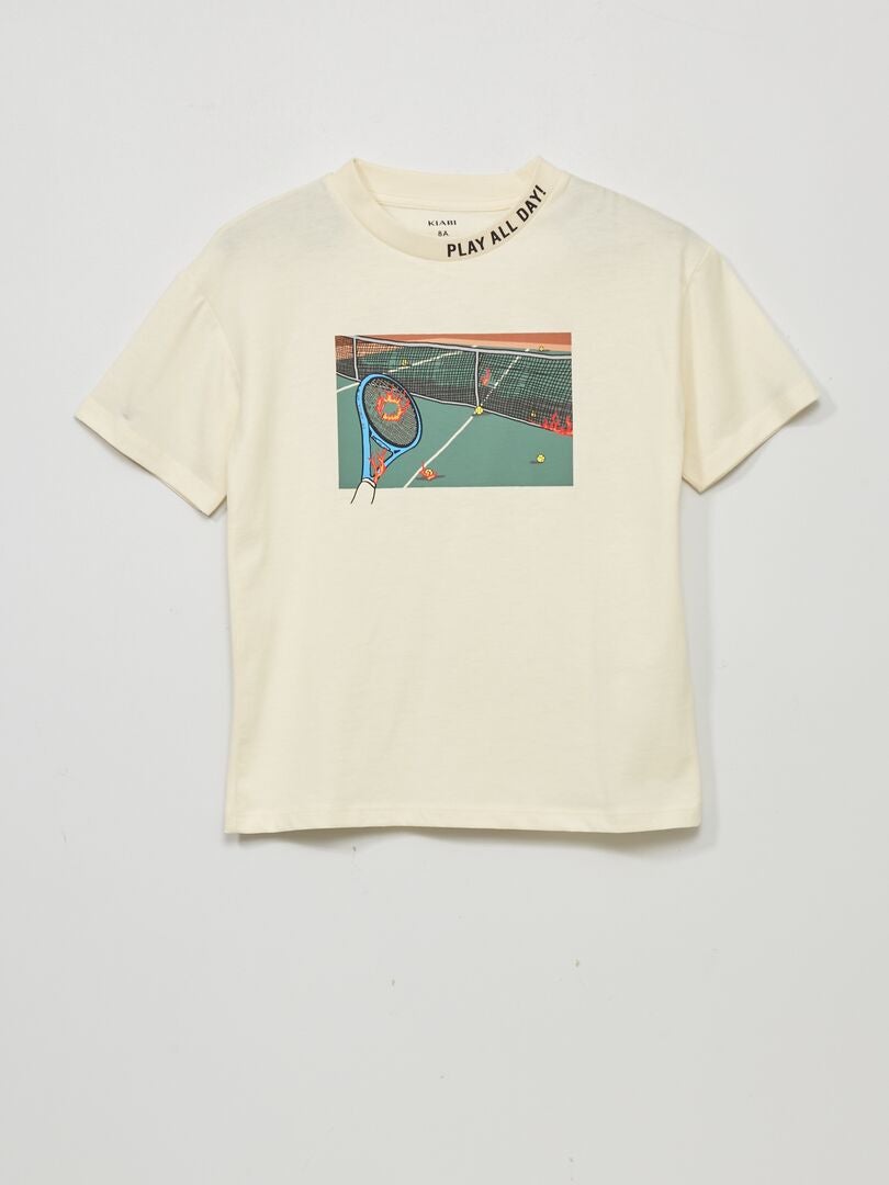 Camiseta de tênis de manga curta - BEGE