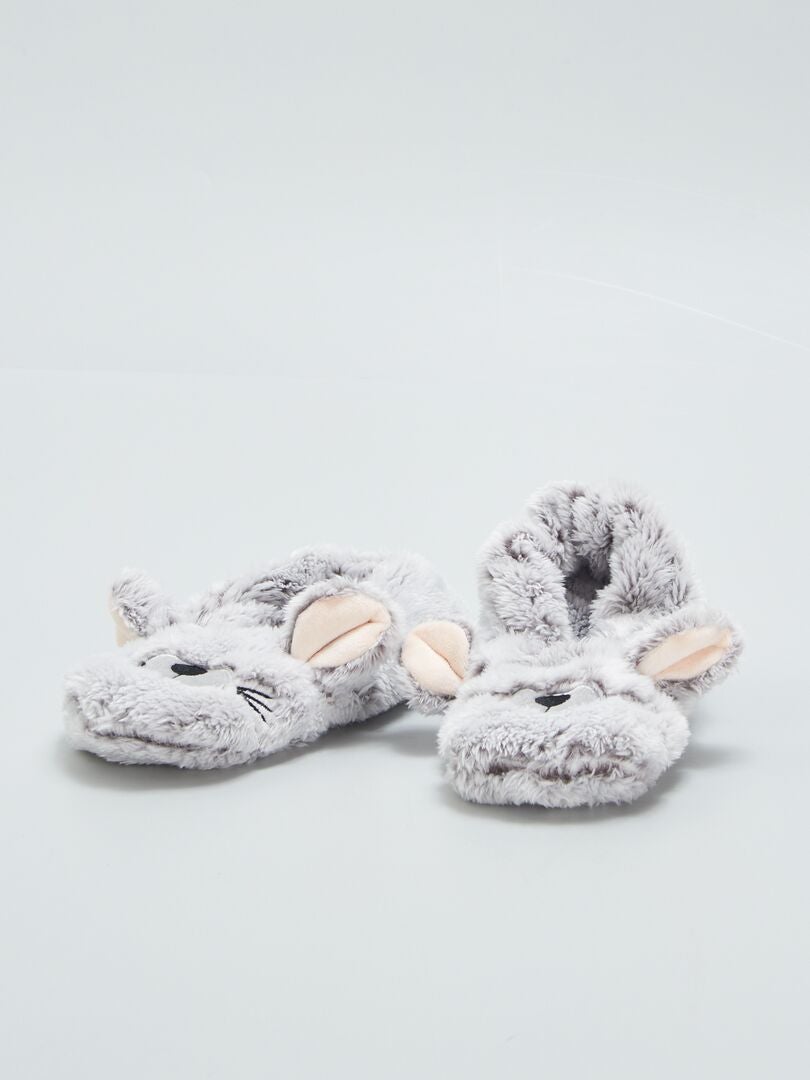 Zapatillas de ballet acolchadas con diseño de ratón - GRIS