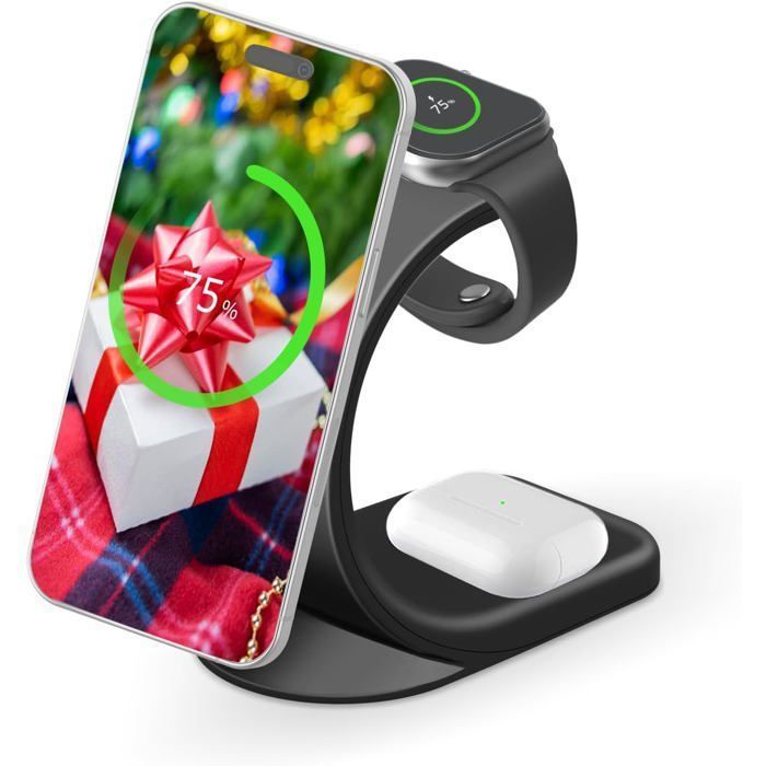 Magnetisch laadstation compatibel met iPhone, Apple Watch en AirPods - 3-in-1 laadstation - 18W snel draadloos - Zwart label