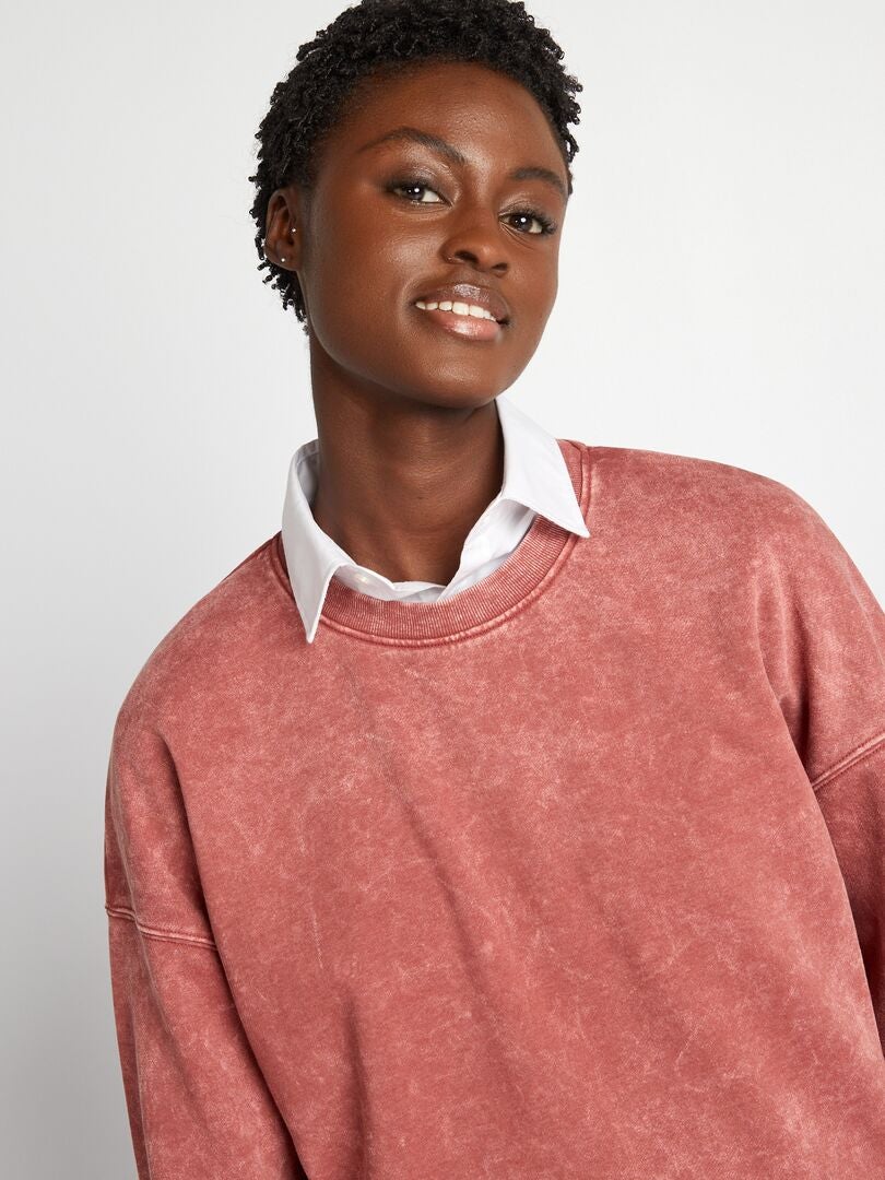 Oversized sweatshirt van fleecestof - ROOD