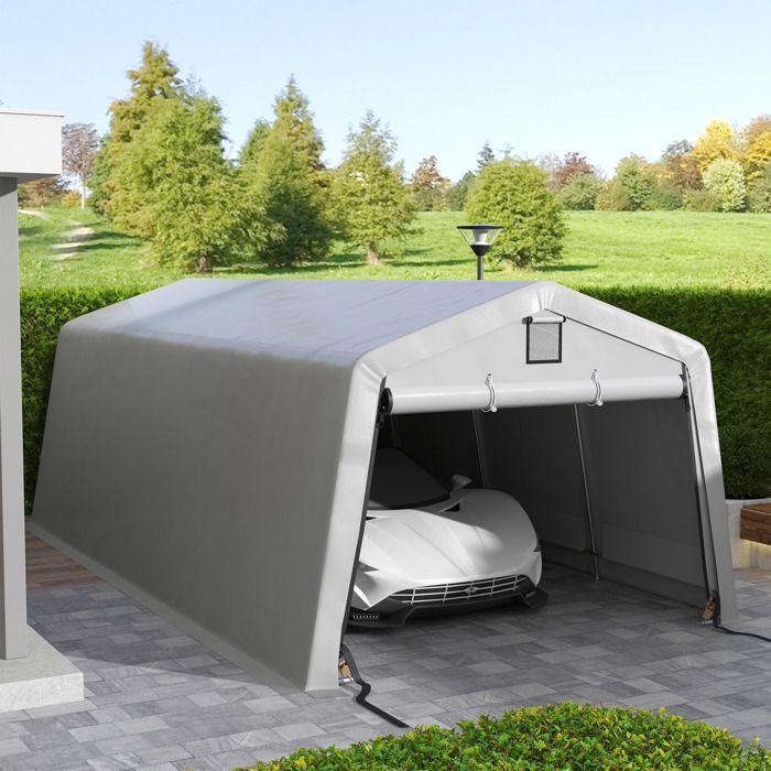 Cochera Outsunny - 618x330x240cm - PE - gris