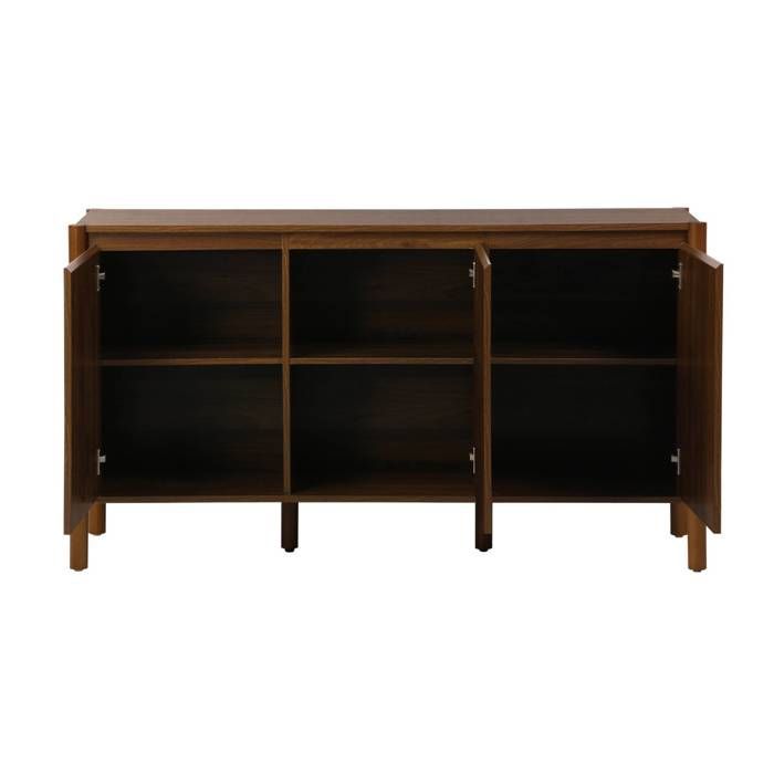 Buffet décor bois 3 portes noyer - 140 x 42 x 78.5 cm - Harmony
