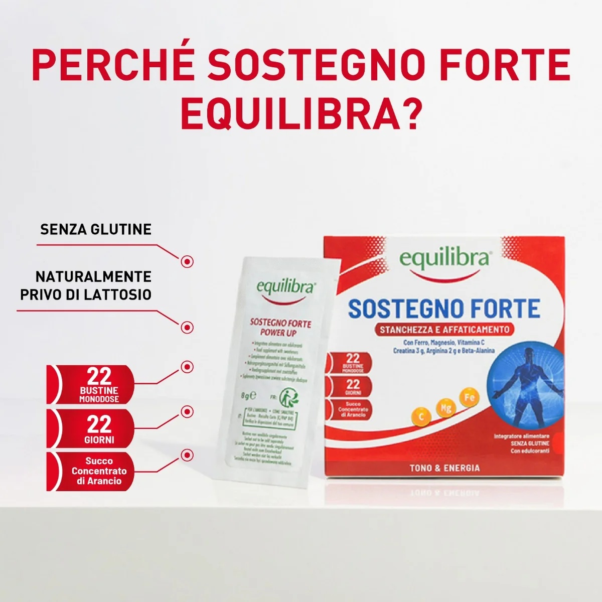 EQUILIBRA Equilibra Strong Support 22 sachets Complément alimentaire contre la fatigue et l'épuisement