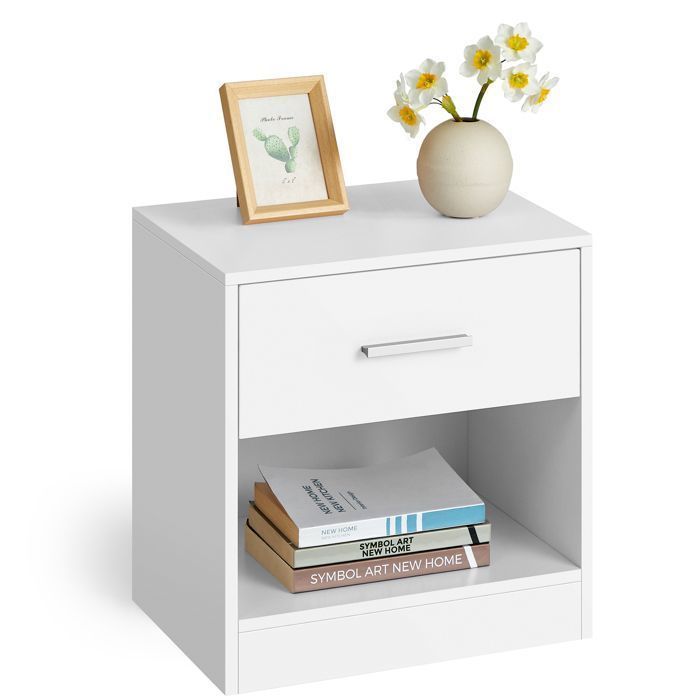 Table de chevet - VASAGLE - Blanc Classique - 1 tiroir - Design moderne et robuste