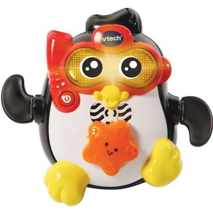 Juguete interactivo para el baño VTECH BABY - Gideon, campeón de natación - Pingüino nadador para bebés de 1 año en adelante.