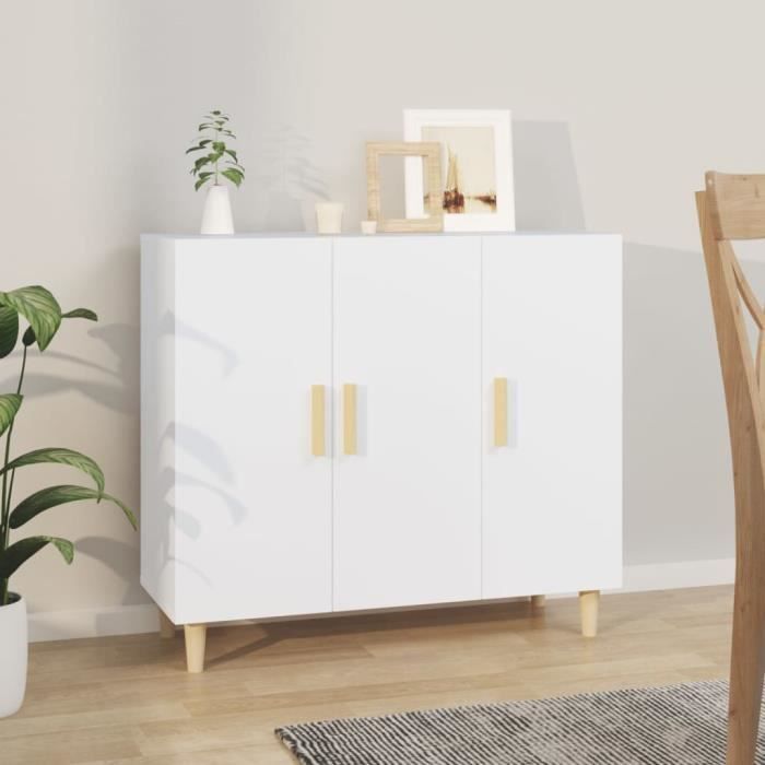 812492 vidaXL Wit dressoir 90x34x80 cm Samengesteld hout