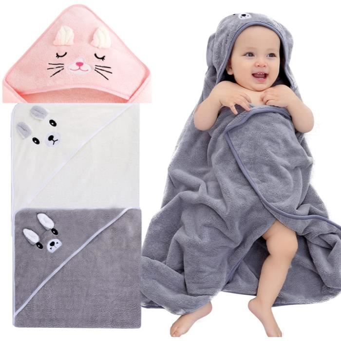 Toalla de baño para bebé, capa de baño con capucha para bebé, juego de 3 toallas de baño para bebé de 80x80 cm, toalla de baño con capucha para bebé