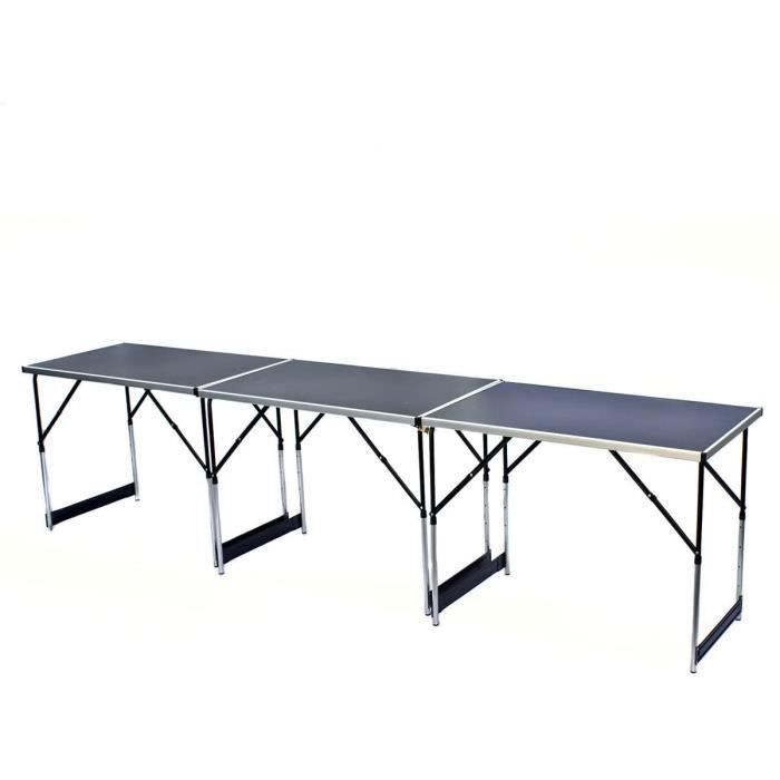 Folding Table - Multifunctional - Set of 3 - Height Adjustable - Ideal for Markets and Parties