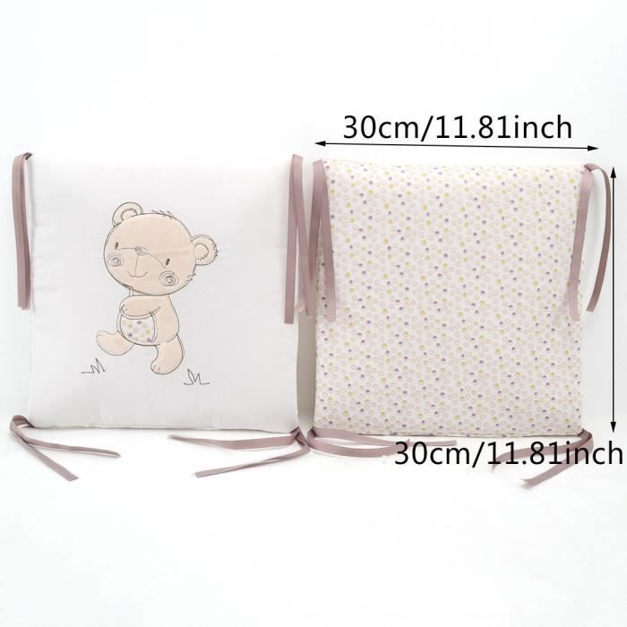 Tour de Lit Bb Qianle - Pare-choc 6 Pices 30x30cm en Coton Mlang - Couleur Beige Beige TOUR DE LIT BEBE