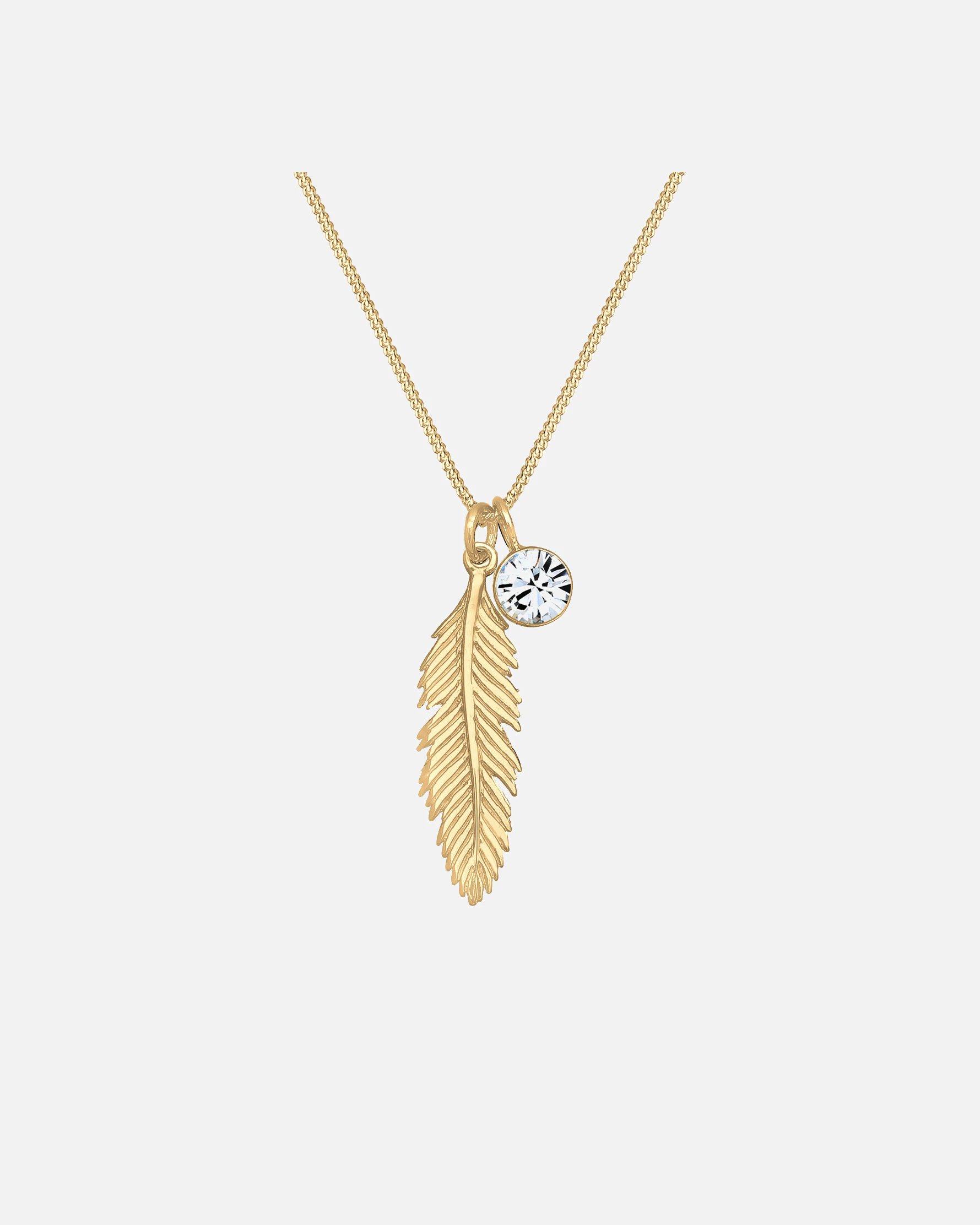 Elli Femmes Pendentif Plume Boho avec Cristal en Argent Sterling 925