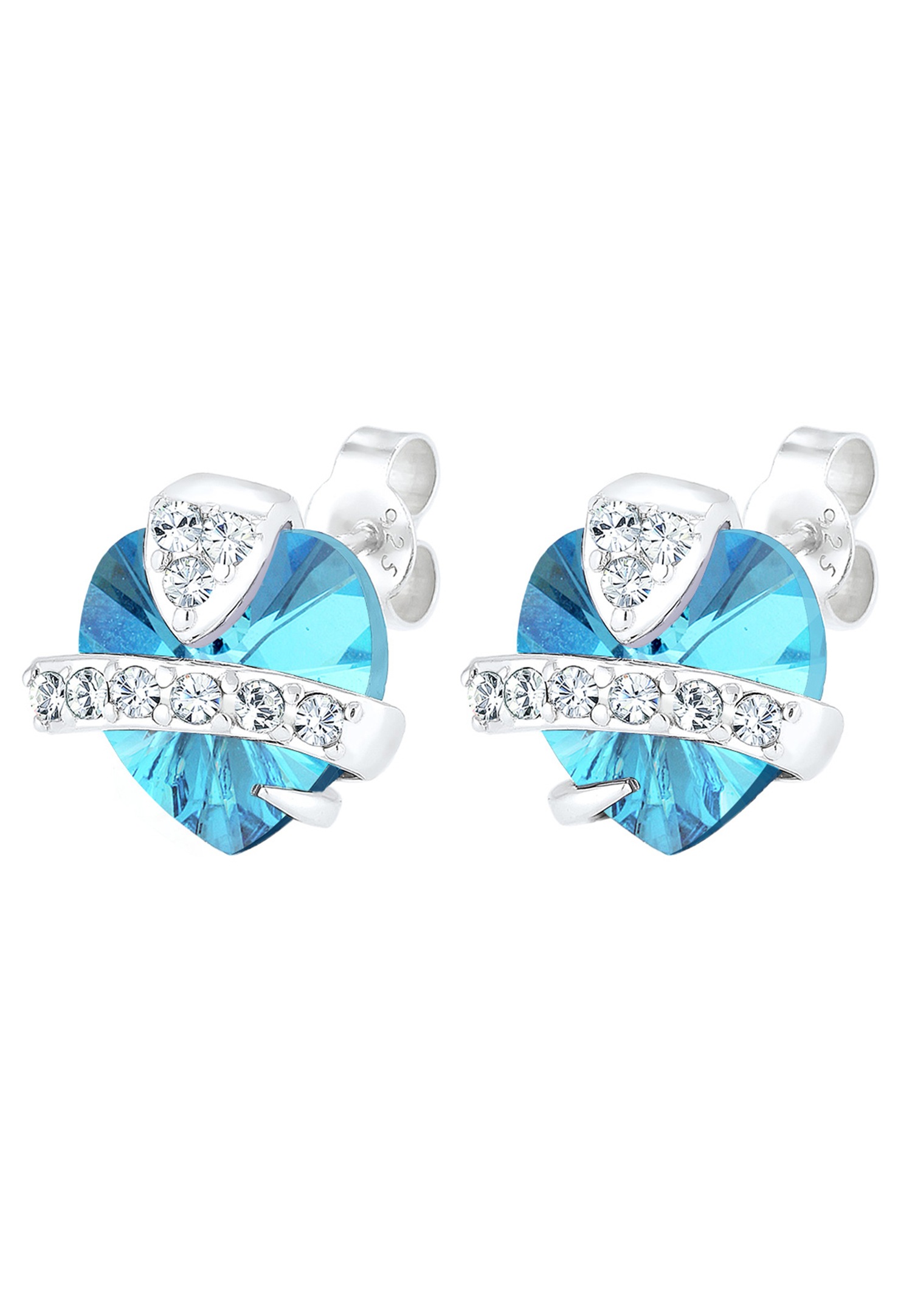 Elli Femmes motif cœur ludique avec cristaux en argent sterling 925