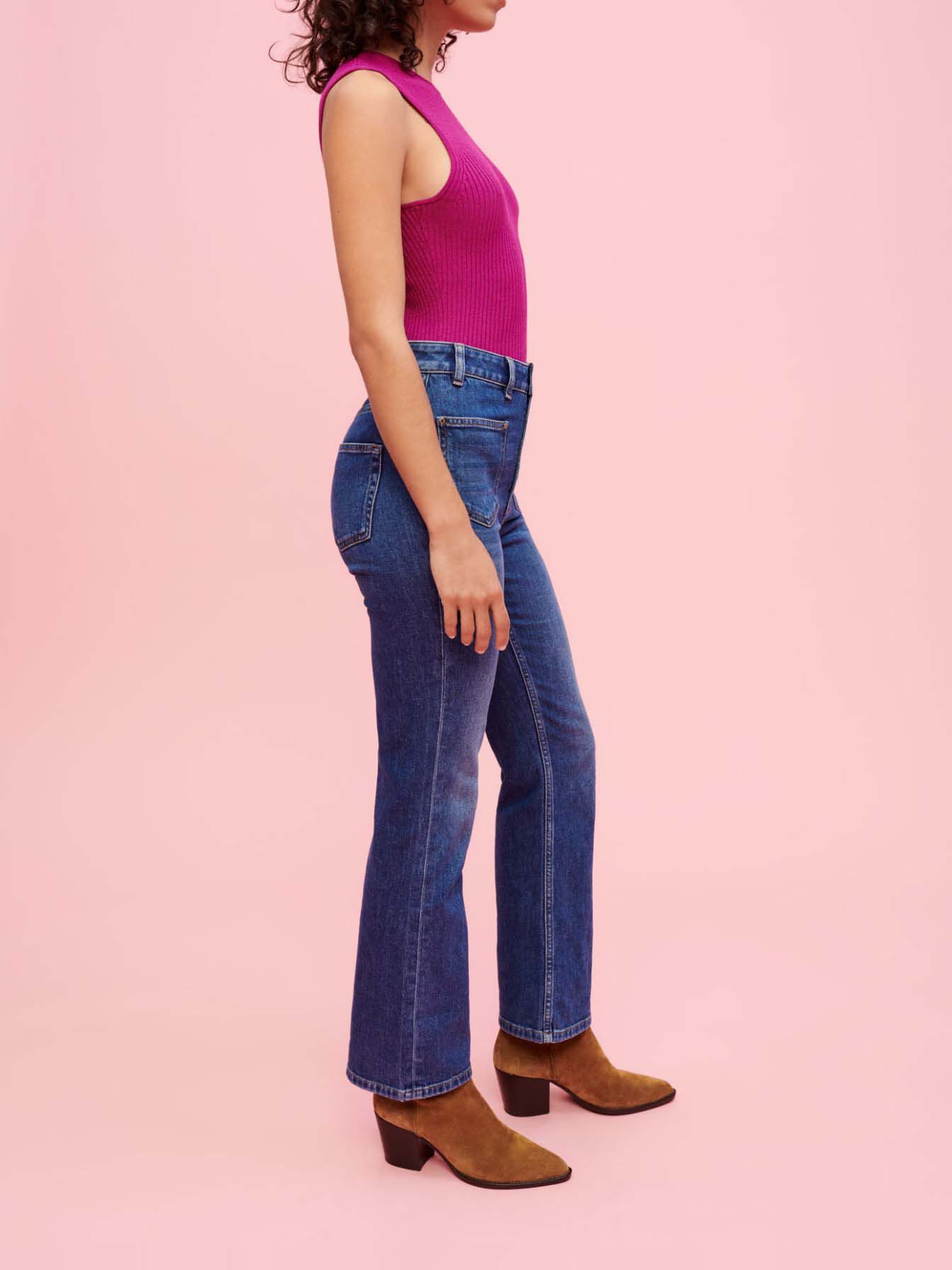 Jeans denim cu buzunare-Albastru