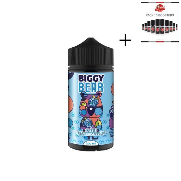 Biggy Bear Mustaherukka Sininen Vadelma E-neste 200ml - 0mg + 10 nikotiiniboosteria