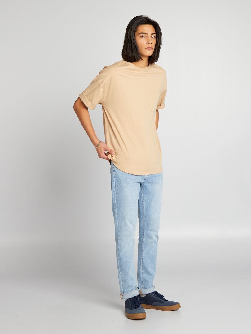 Nauwe denim broek met 5 zakken - BLAUW