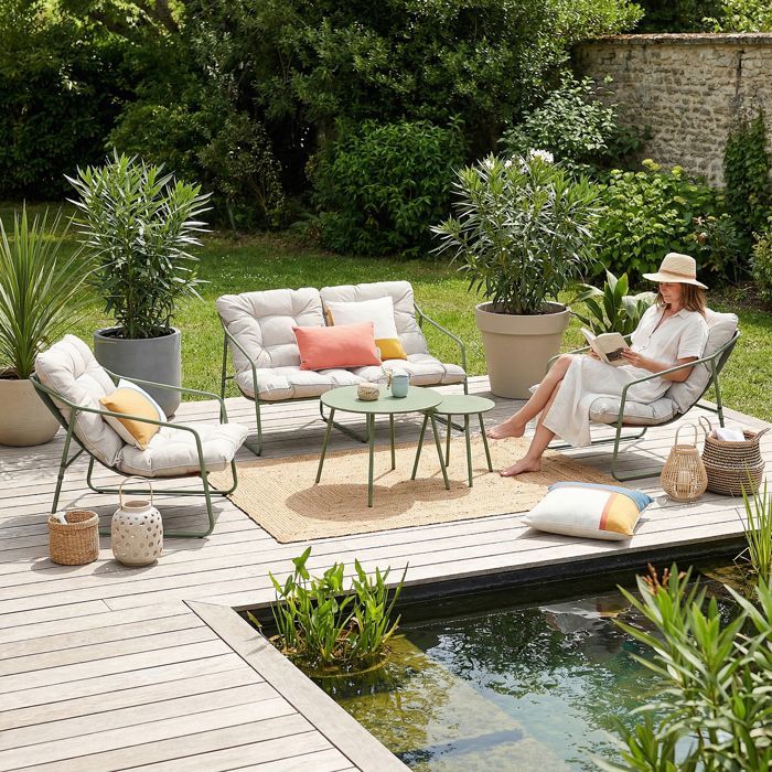 Ensemble de meubles de jardin Kivanta 5 pièces vert clair