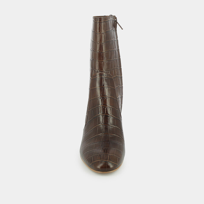 Bottines à talon  en croco cognac