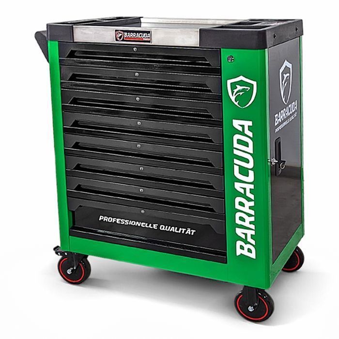 Werkstattwagen – BARRACUDA TOOLS – ROCK PRO+ – 8 Werkzeugschubladen – 336 Werkzeuge – Grün