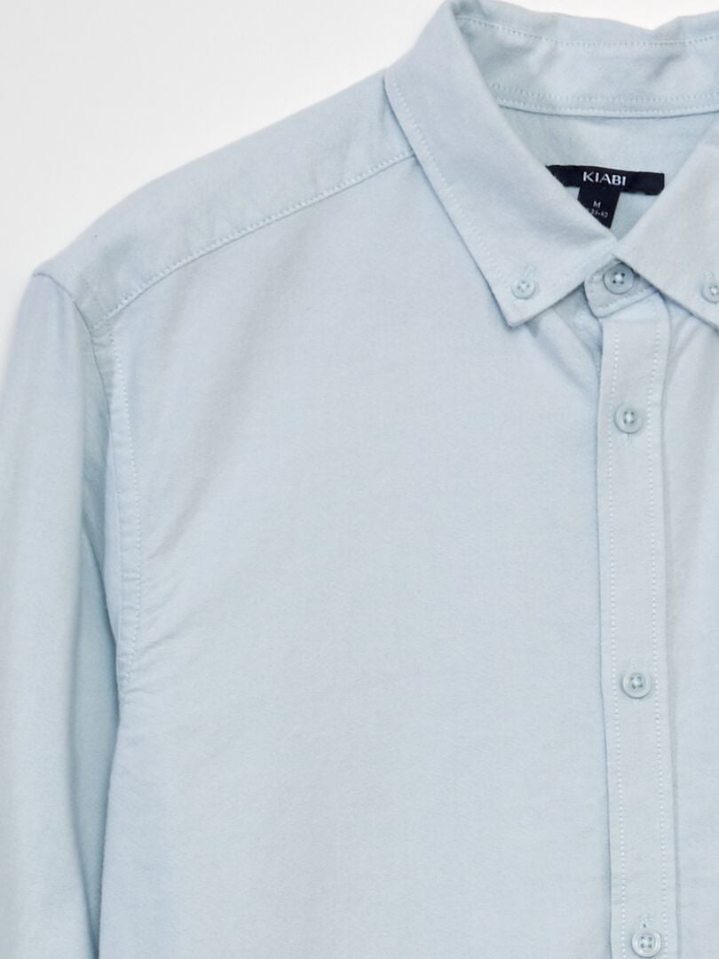 Camisa de manga comprida de corte reto - AZUL