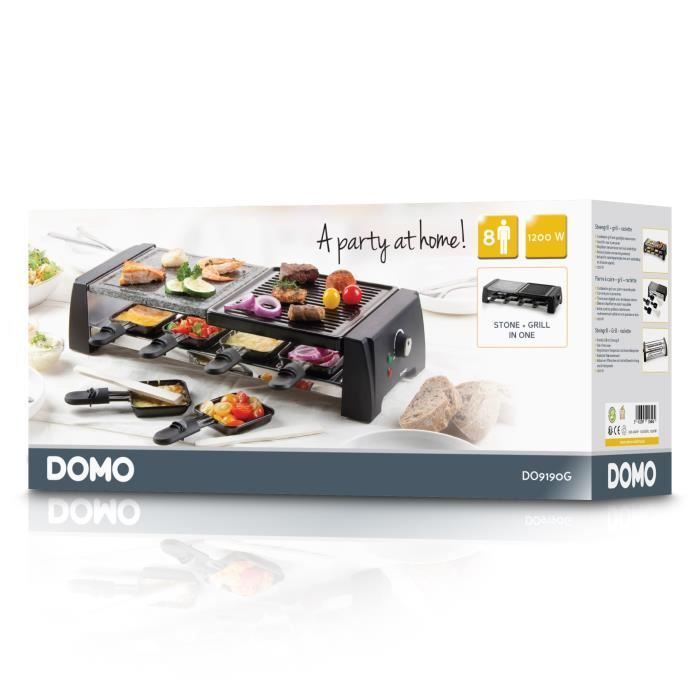 Raclette - Parrilla - Piedra de cocción DOMO - 8 personas DO9190G